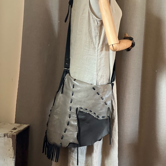 Handmade Leather Messenger Bag with Fringe - Picture 4 of 10